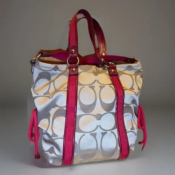 Coach Daisy Poppy Signature Red And Tan shoulder bag Y2K - Picture 5 of 16